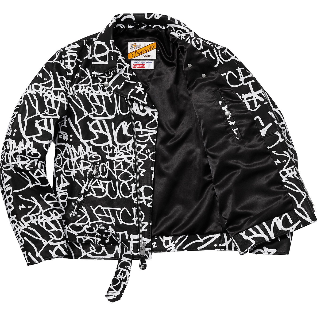 Supreme Comme des Garcons Schott Painted Perfecto Leather Jacket