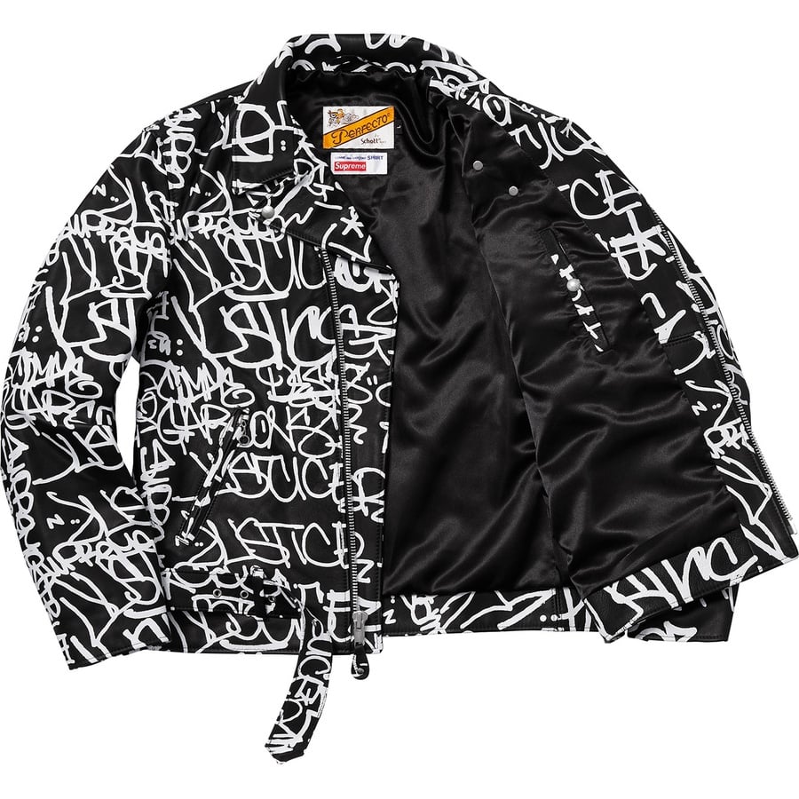 Details on Supreme Comme des Garçons SHIRT Schott Painted Perfecto Leather Jacket Black from fall winter
                                                    2018 (Price is $998)