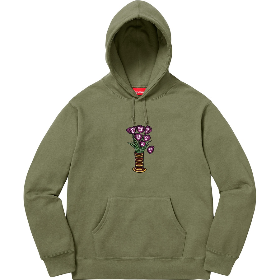 Details on Flowers Hooded Sweatshirt Light Olive from fall winter
                                                    2018 (Price is $158)