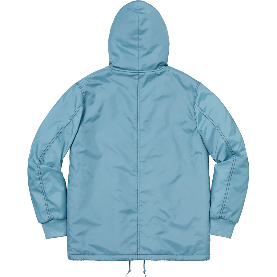 Details on Sherpa Lined Nylon Zip Up Jacket Dusty Blue from fall winter
                                                    2018 (Price is $178)