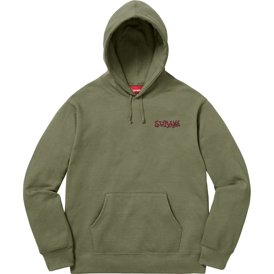 Details on Portrait Hooded Sweatshirt Light Olive from fall winter 2018 (Price is $158)