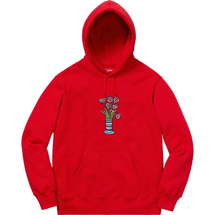 Details on Flowers Hooded Sweatshirt Red from fall winter 2018 (Price is $158)