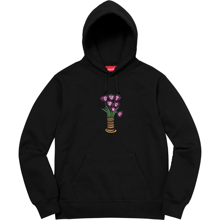 Details on Flowers Hooded Sweatshirt Black from fall winter 2018 (Price is $158)
