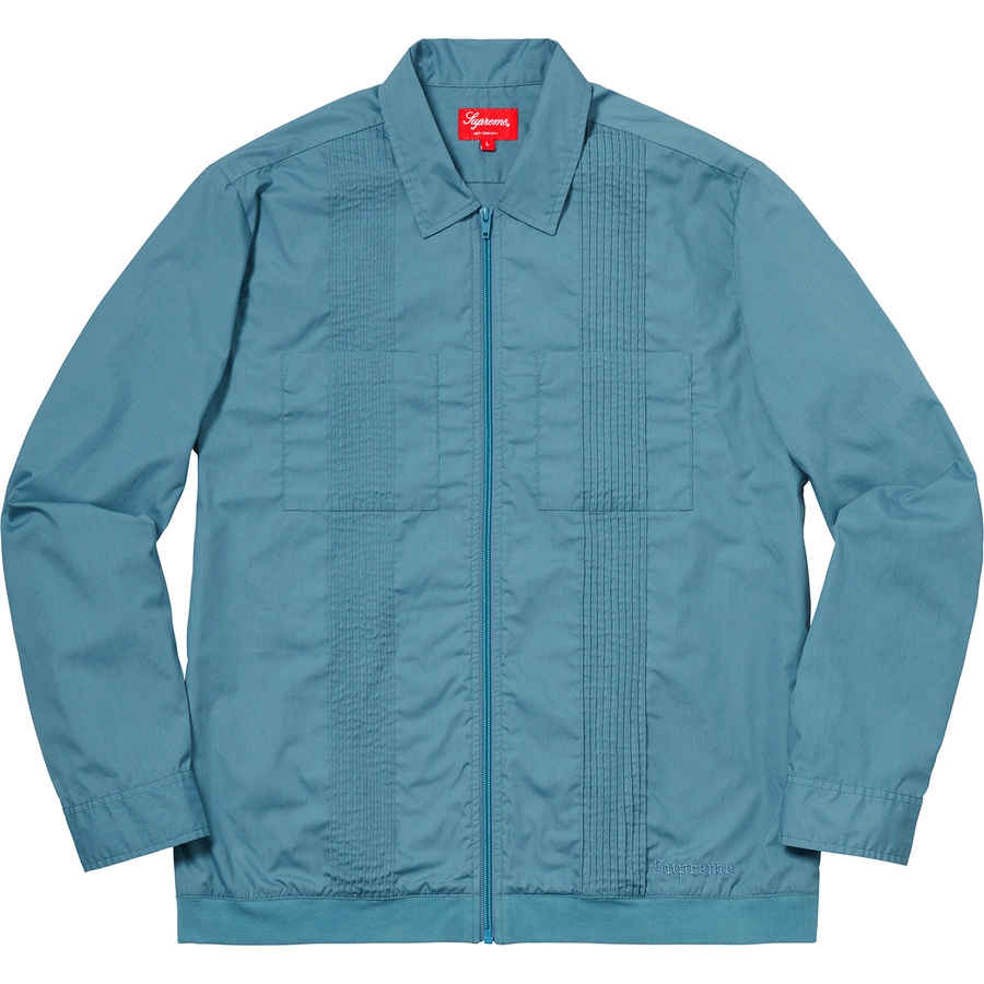 Details on Pin Tuck Zip Up Shirt Light Blue from fall winter 2018 (Price is $138)