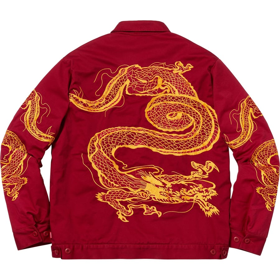 Details on Dragon Work Jacket Red from fall winter
                                                    2018 (Price is $278)