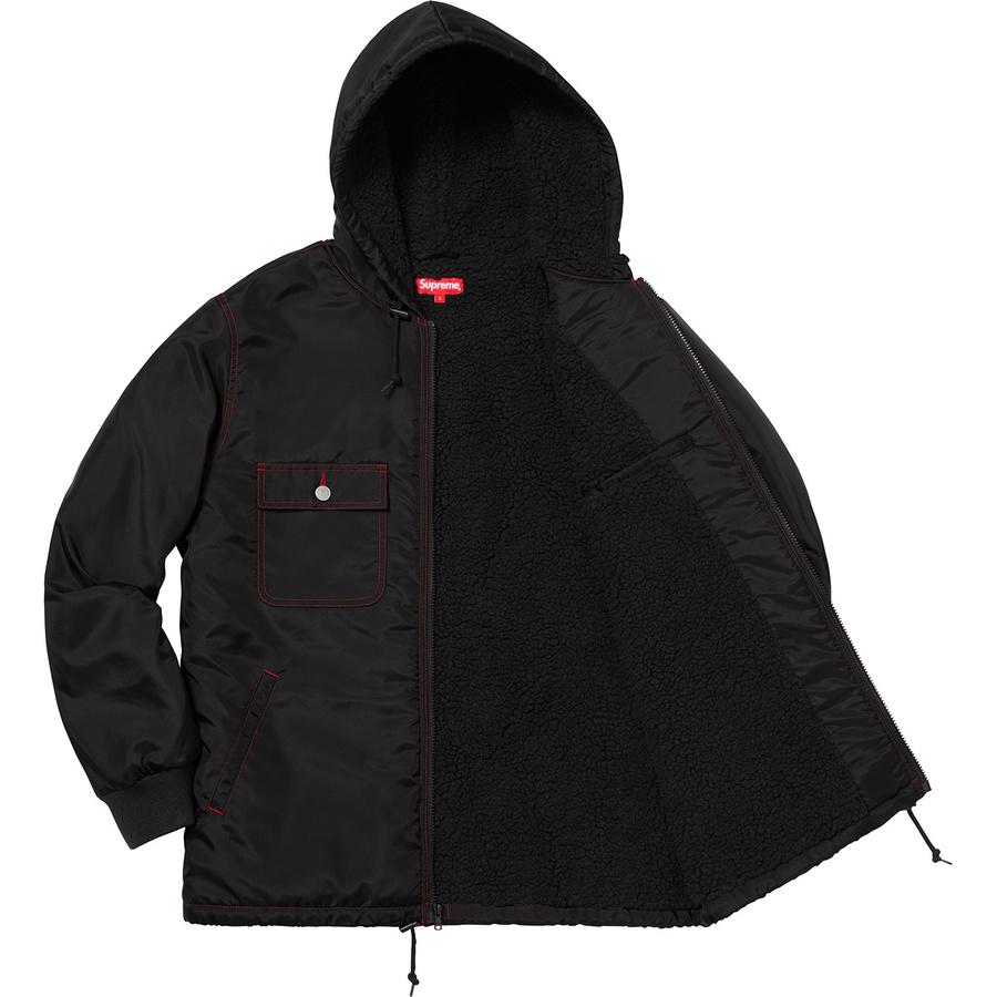 Details on Sherpa Lined Nylon Zip Up Jacket Black from fall winter
                                                    2018 (Price is $178)