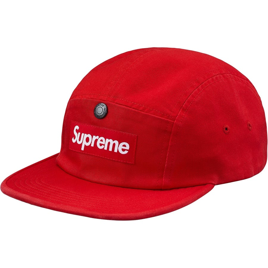 Details on Snap Button Pocket Camp Cap Red from fall winter
                                                    2018 (Price is $54)