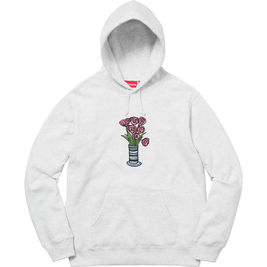 Details on Flowers Hooded Sweatshirt Ash Grey from fall winter 2018 (Price is $158)
