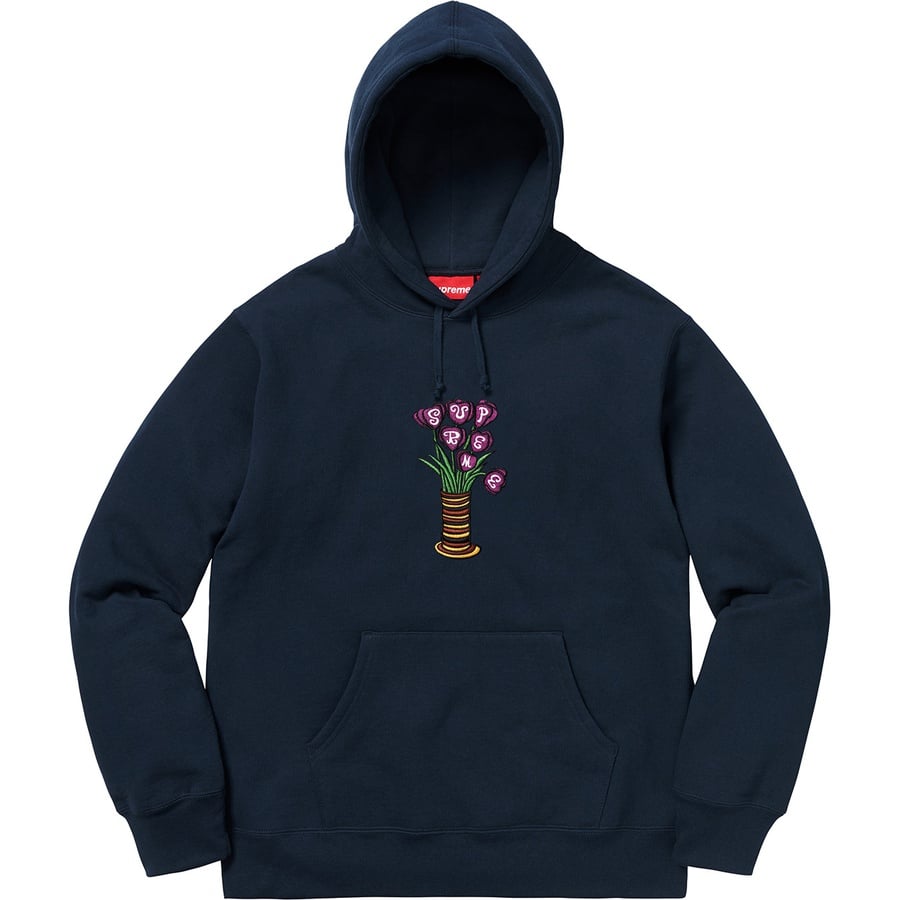 Details on Flowers Hooded Sweatshirt Navy from fall winter
                                                    2018 (Price is $158)