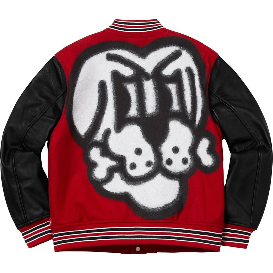 Details on Bone Varsity Jacket Red from fall winter 2018 (Price is $438)