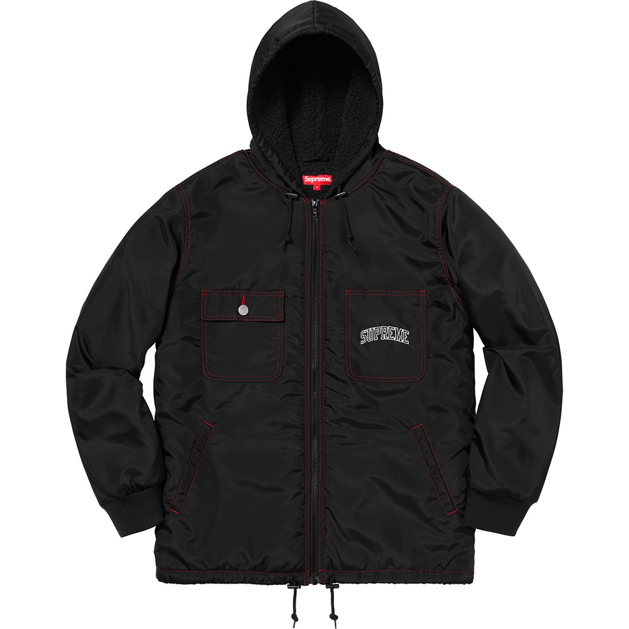 Details on Sherpa Lined Nylon Zip Up Jacket Black from fall winter
                                                    2018 (Price is $178)