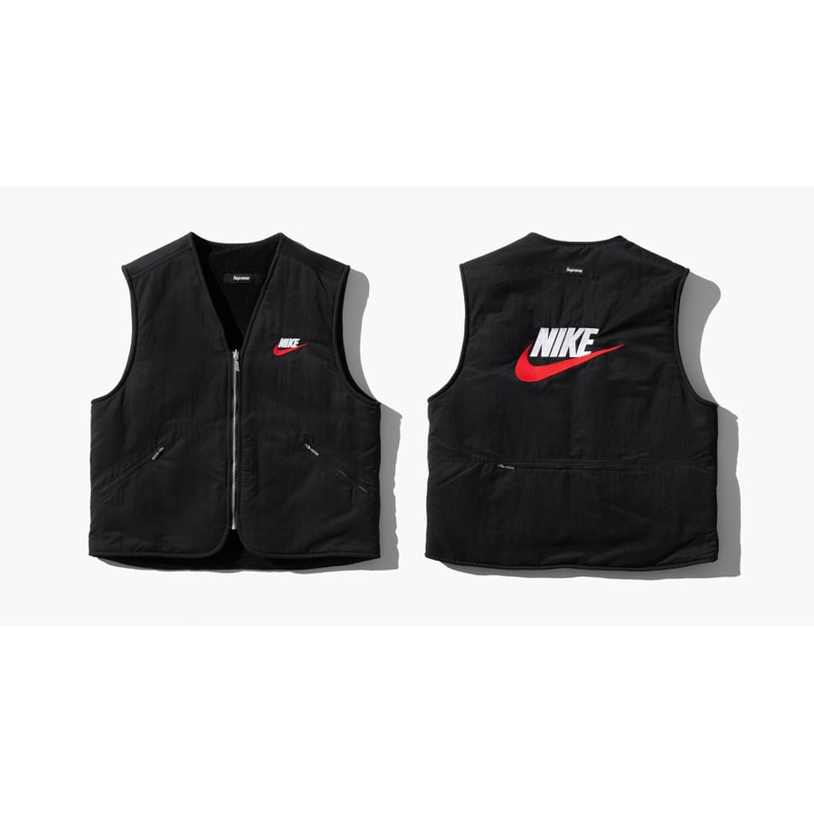 Details on Supreme Nike Reversible Nylon Sherpa Vest  from fall winter
                                                    2018 (Price is $168)