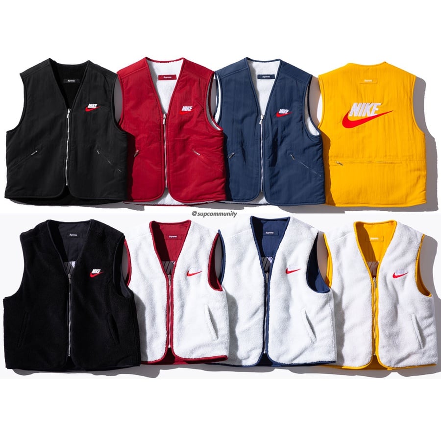 Supreme Supreme Nike Reversible Nylon Sherpa Vest for fall winter 18 season