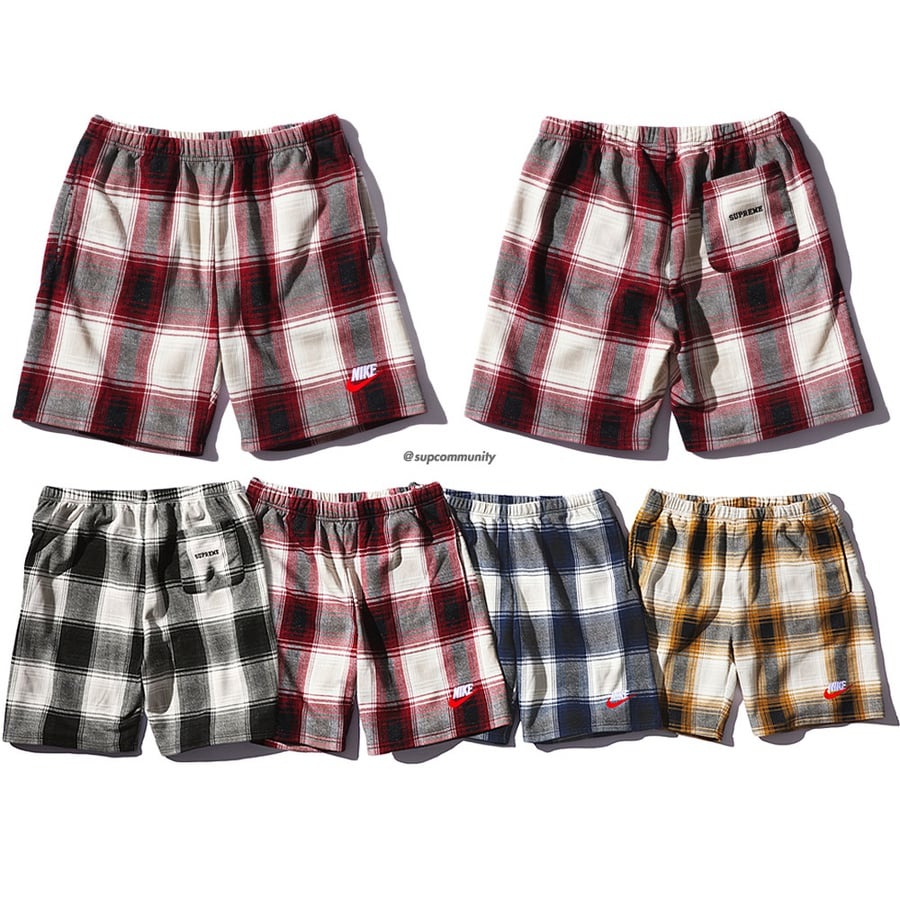 Details on Supreme Nike Plaid Sweatshort from fall winter 2018 (Price is $108)