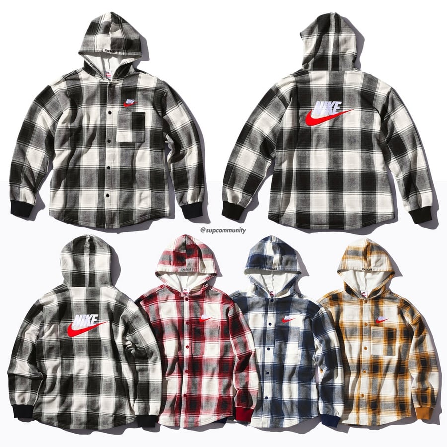 Details on Supreme Nike Plaid Hooded Sweatshirt from fall winter 2018 (Price is $158)