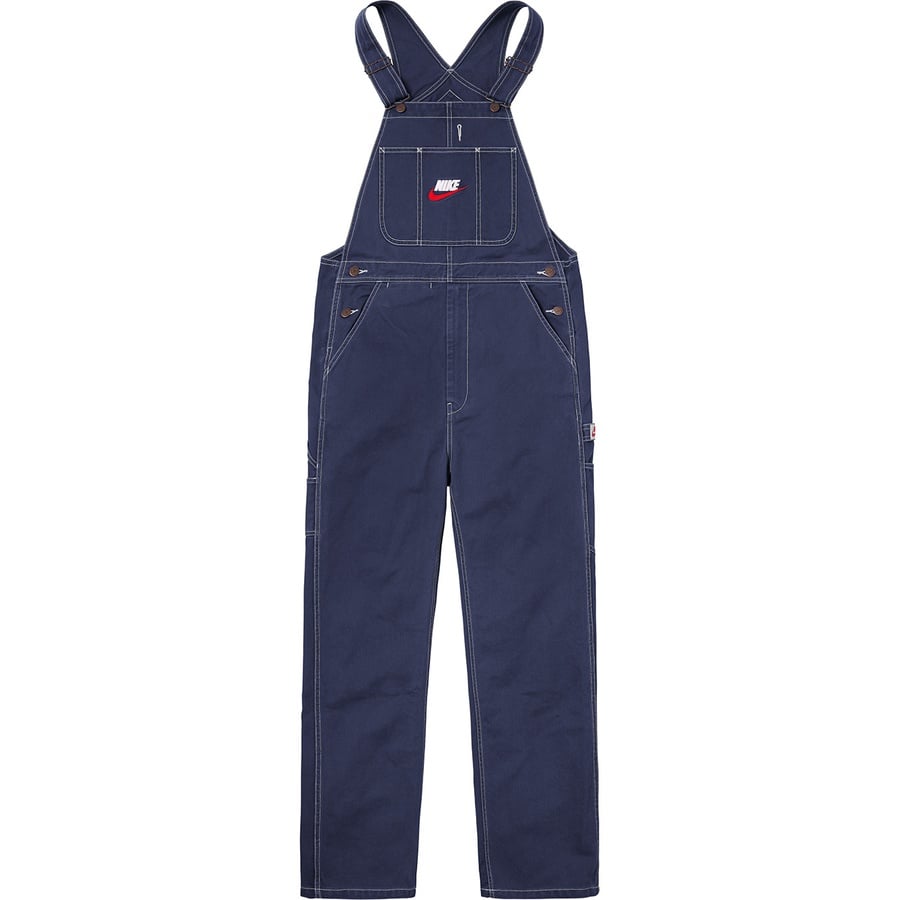 Details on Supreme Nike Cotton Twill Overalls Navy from fall winter 2018 (Price is $198)