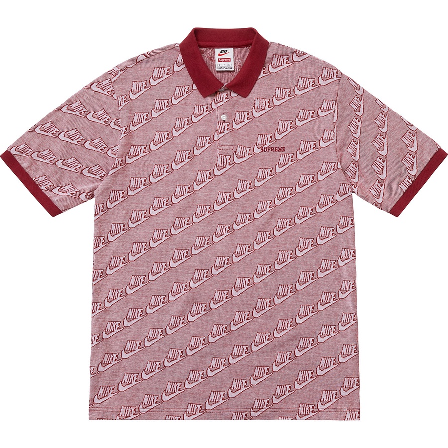 Details on Supreme Nike Jacquard Polo Burgundy from fall winter 2018 (Price is $124)
