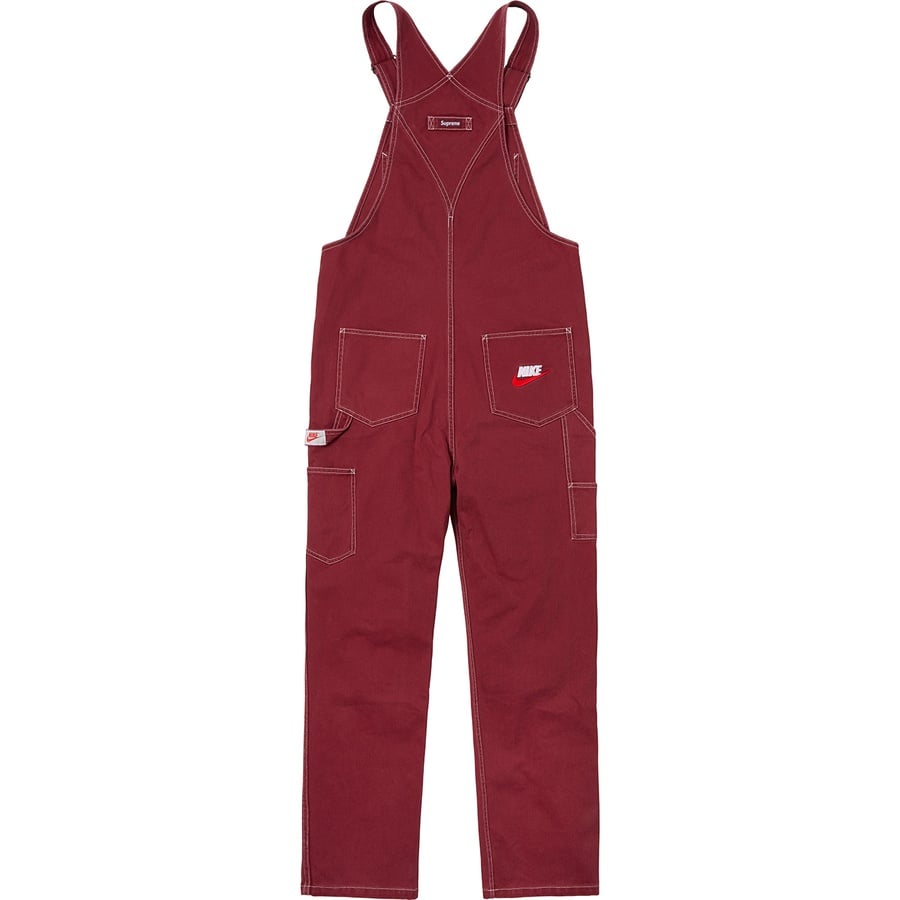 Details on Supreme Nike Cotton Twill Overalls Burgundy from fall winter
                                                    2018 (Price is $198)