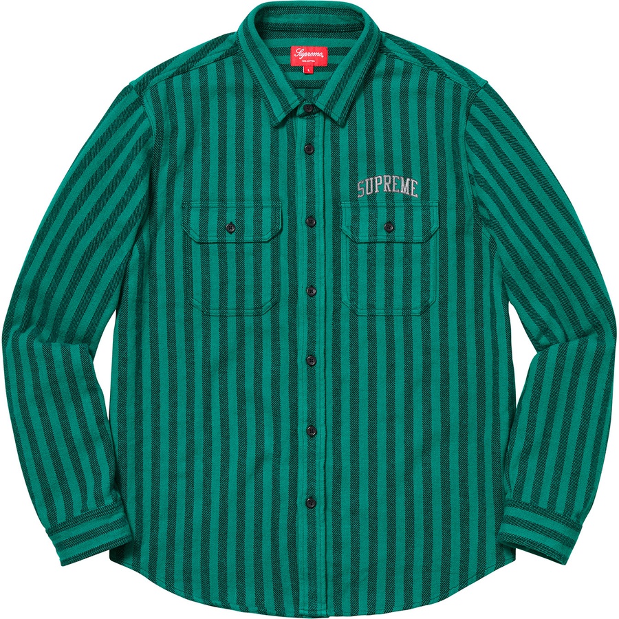 Details on Stripe Heavyweight Flannel Shirt Teal from fall winter
                                                    2018 (Price is $118)