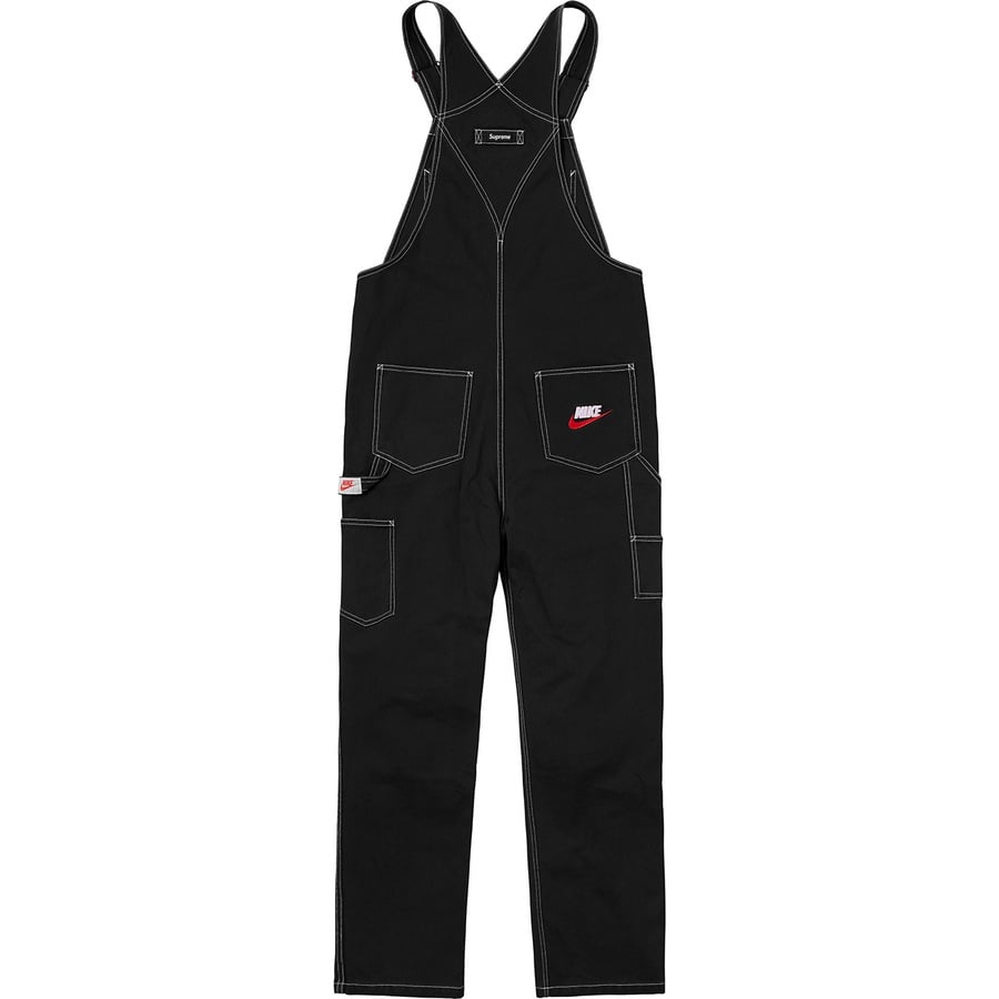 Details on Supreme Nike Cotton Twill Overalls Black from fall winter 2018 (Price is $198)