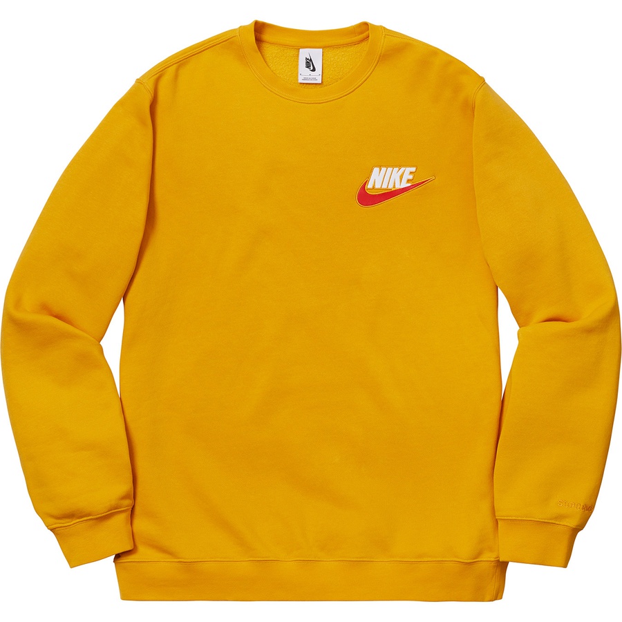 Details on Supreme Nike Crewneck Mustard from fall winter 2018 (Price is $128)