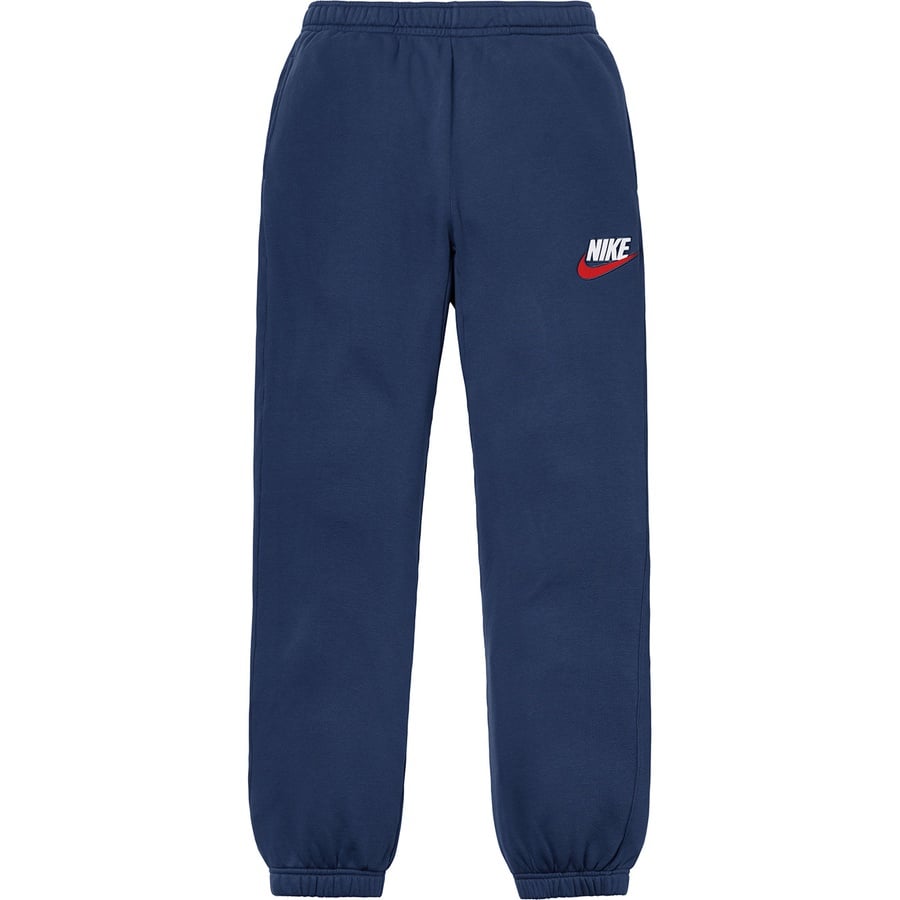 Details on Supreme Nike Sweatpant Navy from fall winter
                                                    2018 (Price is $128)