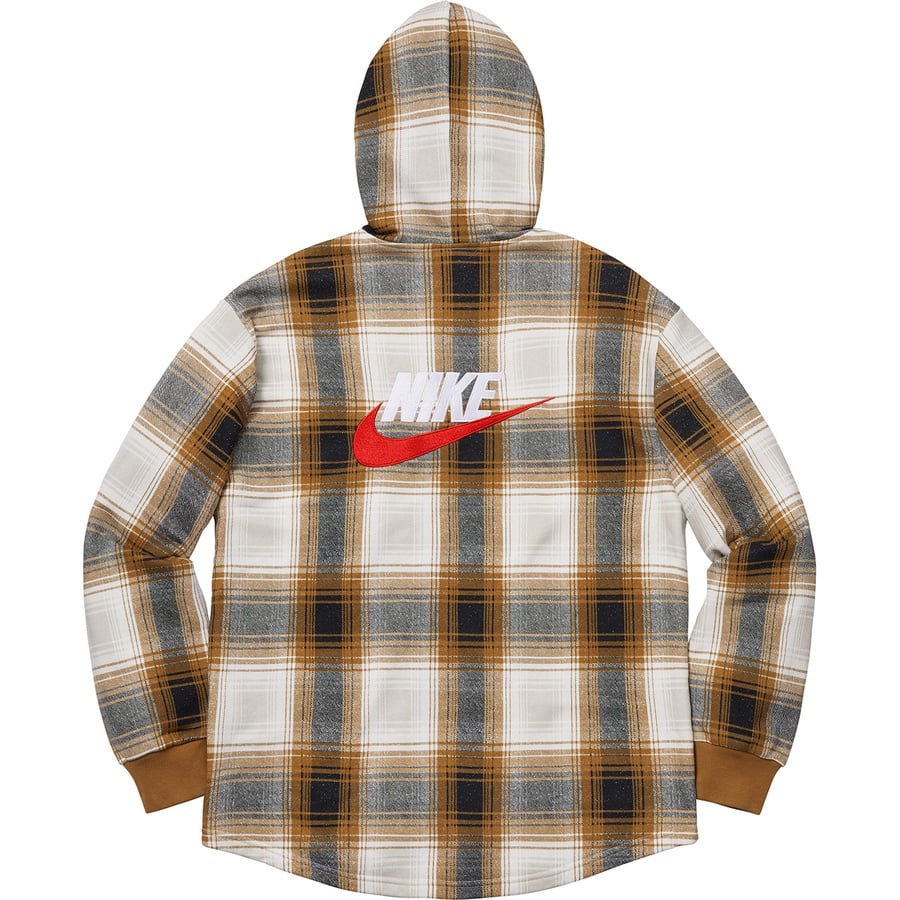 Details on Supreme Nike Plaid Hooded Sweatshirt Mustard from fall winter
                                                    2018 (Price is $158)