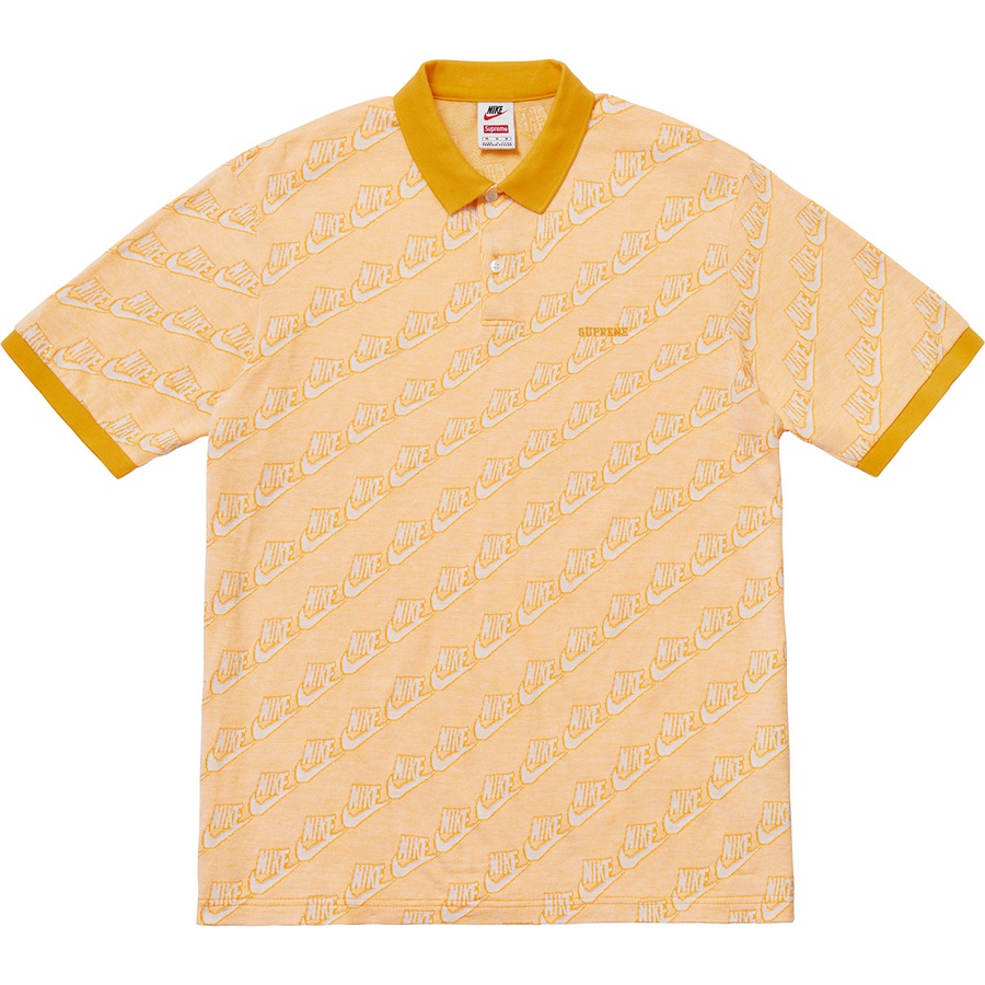 Details on Supreme Nike Jacquard Polo Mustard from fall winter
                                                    2018 (Price is $124)
