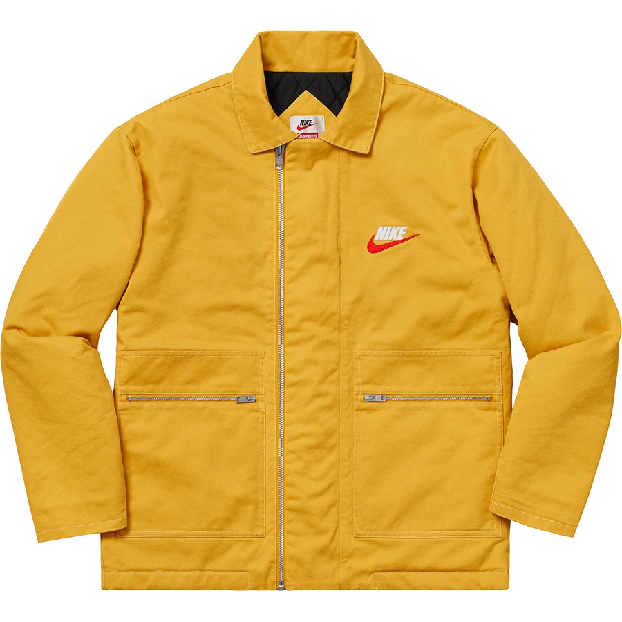 Details on Supreme Nike Double Zip Quilted Work Jacket Mustard from fall winter 2018 (Price is $260)
