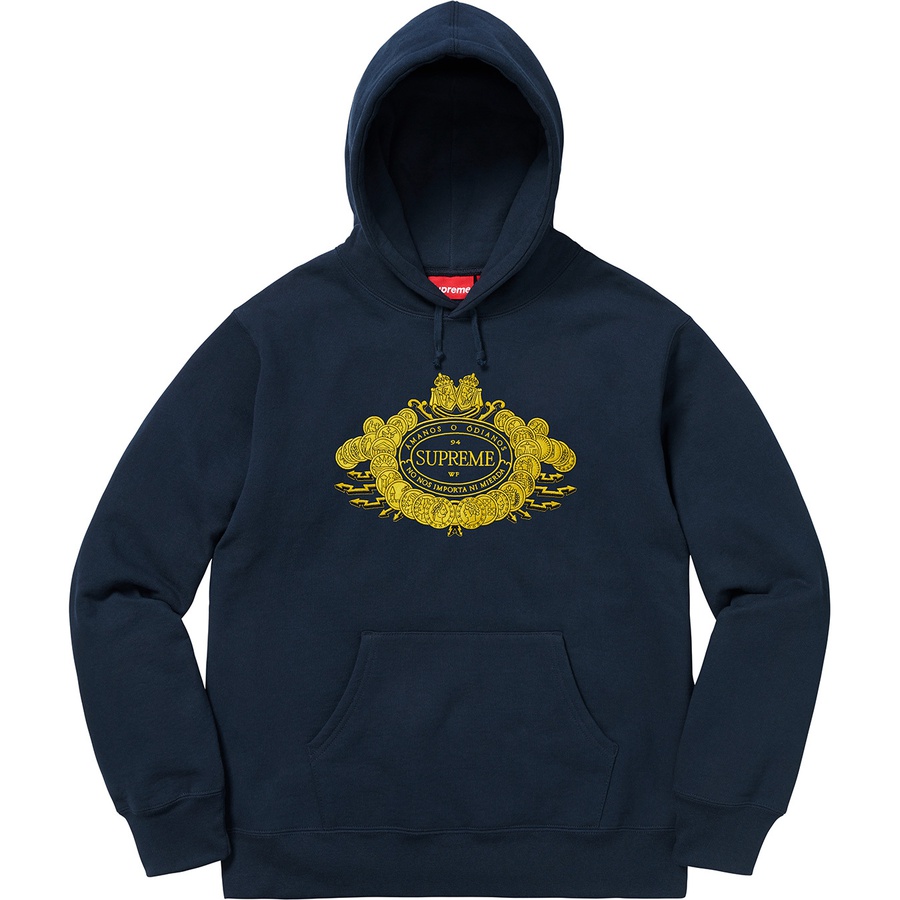Details on Love or Hate Hooded Sweatshirt Navy from fall winter 2018 (Price is $168)