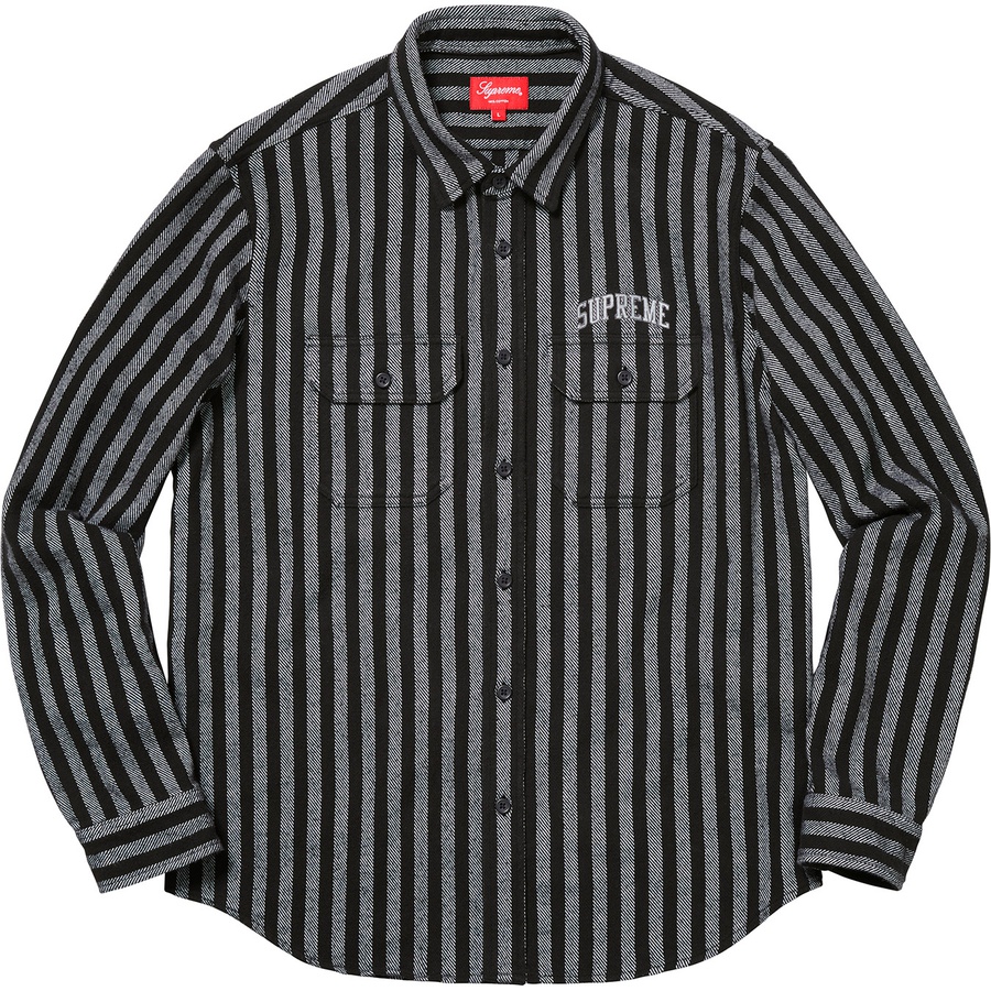 Details on Stripe Heavyweight Flannel Shirt Black from fall winter
                                                    2018 (Price is $118)