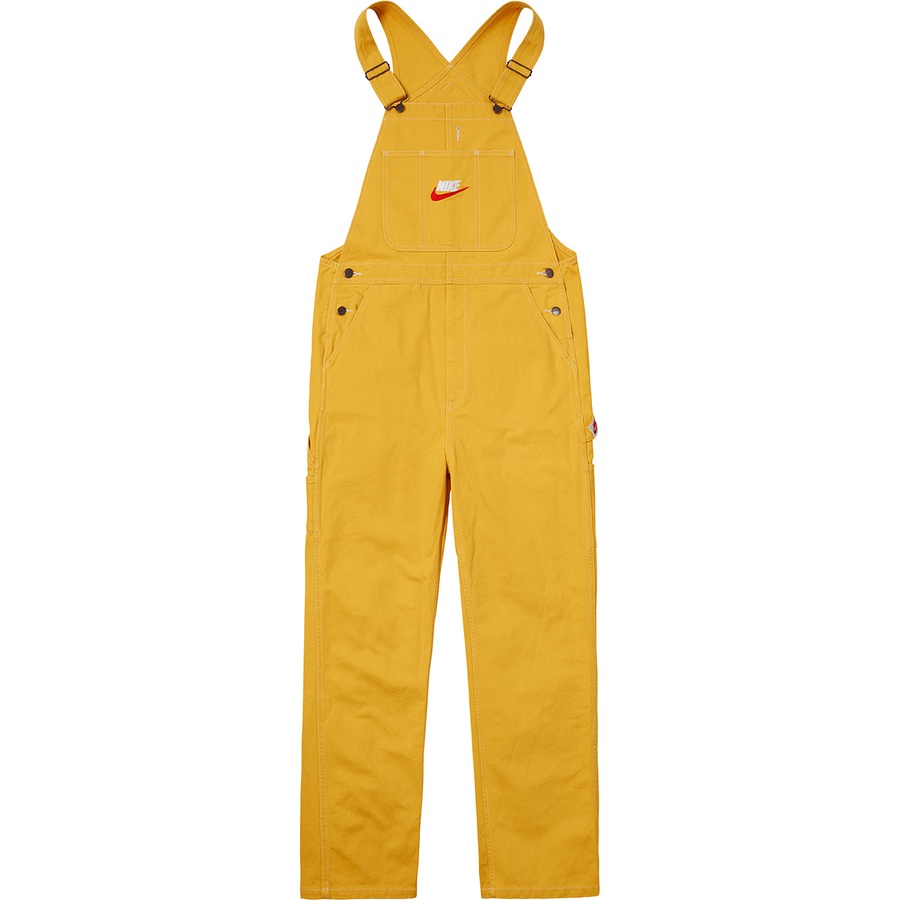 Details on Supreme Nike Cotton Twill Overalls Mustard from fall winter 2018 (Price is $198)