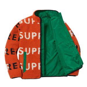 supreme reversible logo fleece jacket orange