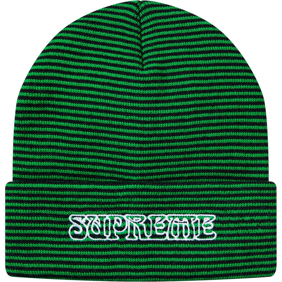 Details on Small Stripe Beanie Green from fall winter
                                                    2018 (Price is $32)
