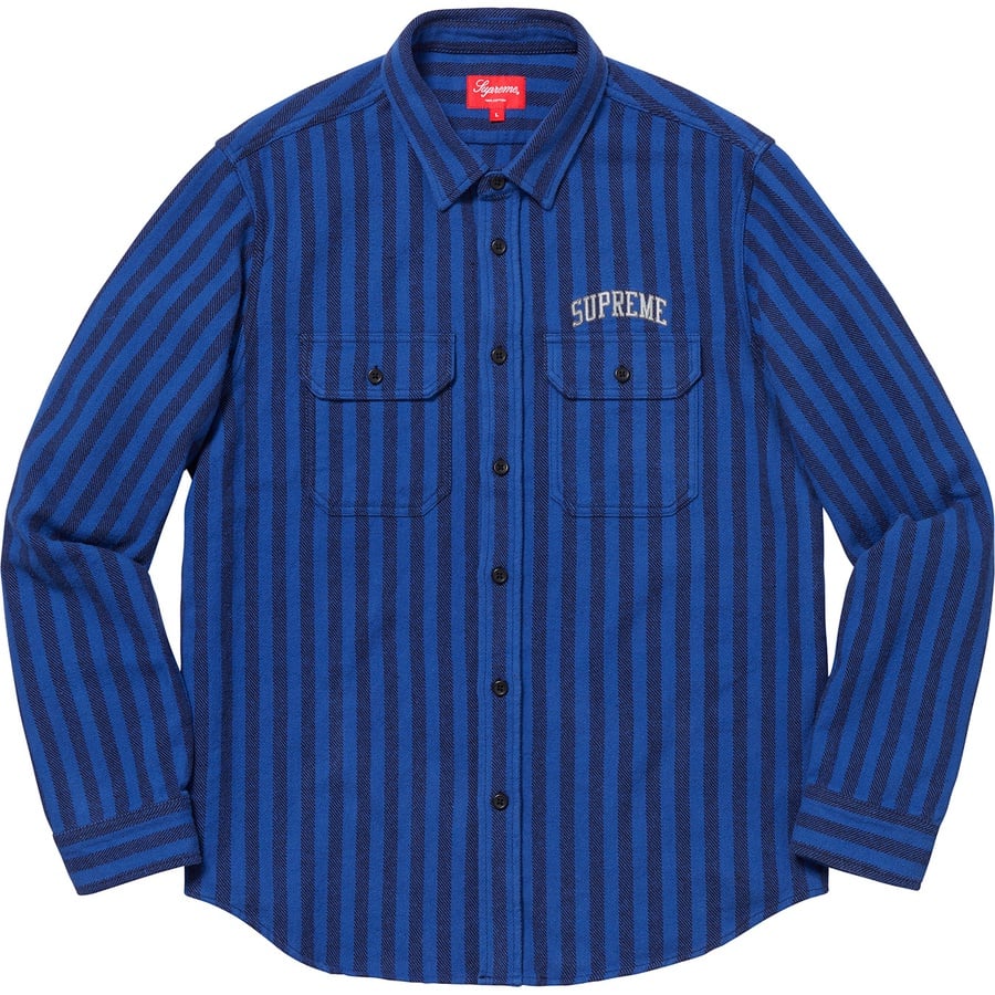 Details on Stripe Heavyweight Flannel Shirt Royal from fall winter
                                                    2018 (Price is $118)