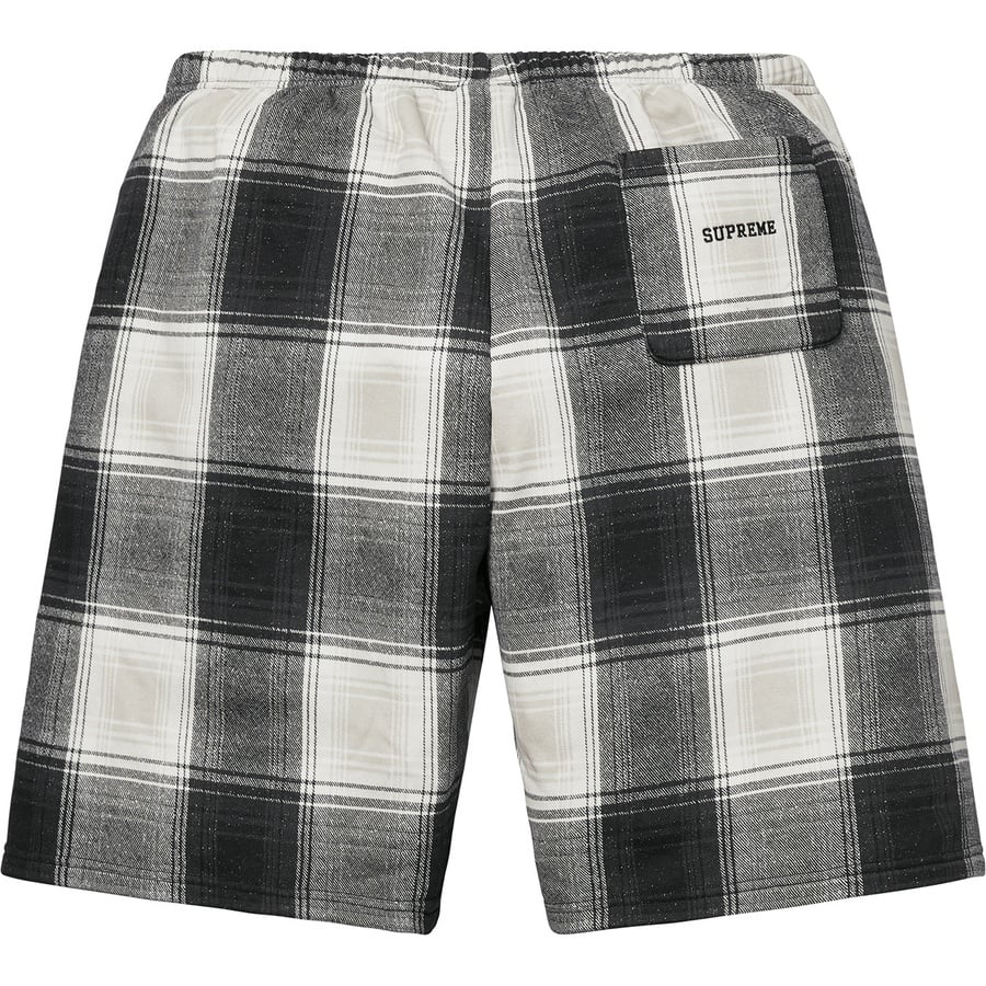 Details on Supreme Nike Plaid Sweatshort Black from fall winter 2018 (Price is $108)