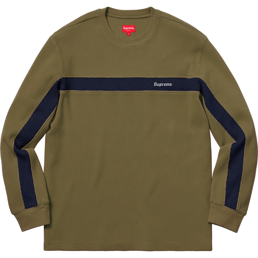 Details on Panel Stripe Waffle Thermal Olive from fall winter 2018 (Price is $98)