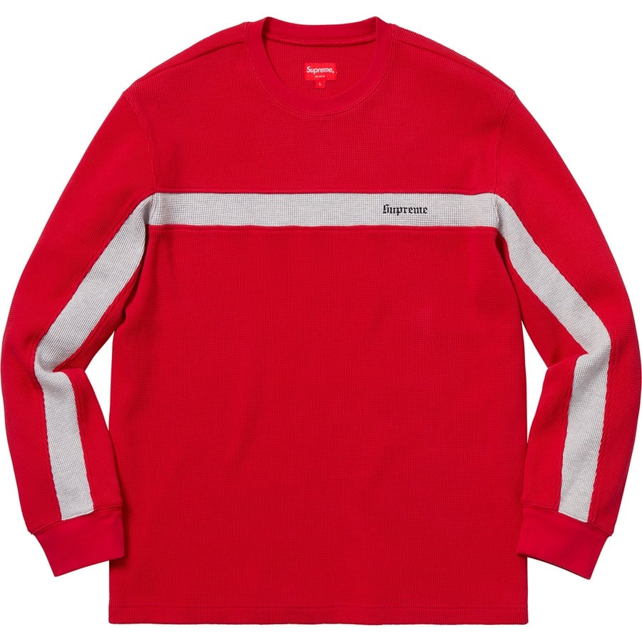 Details on Panel Stripe Waffle Thermal Red from fall winter 2018 (Price is $98)