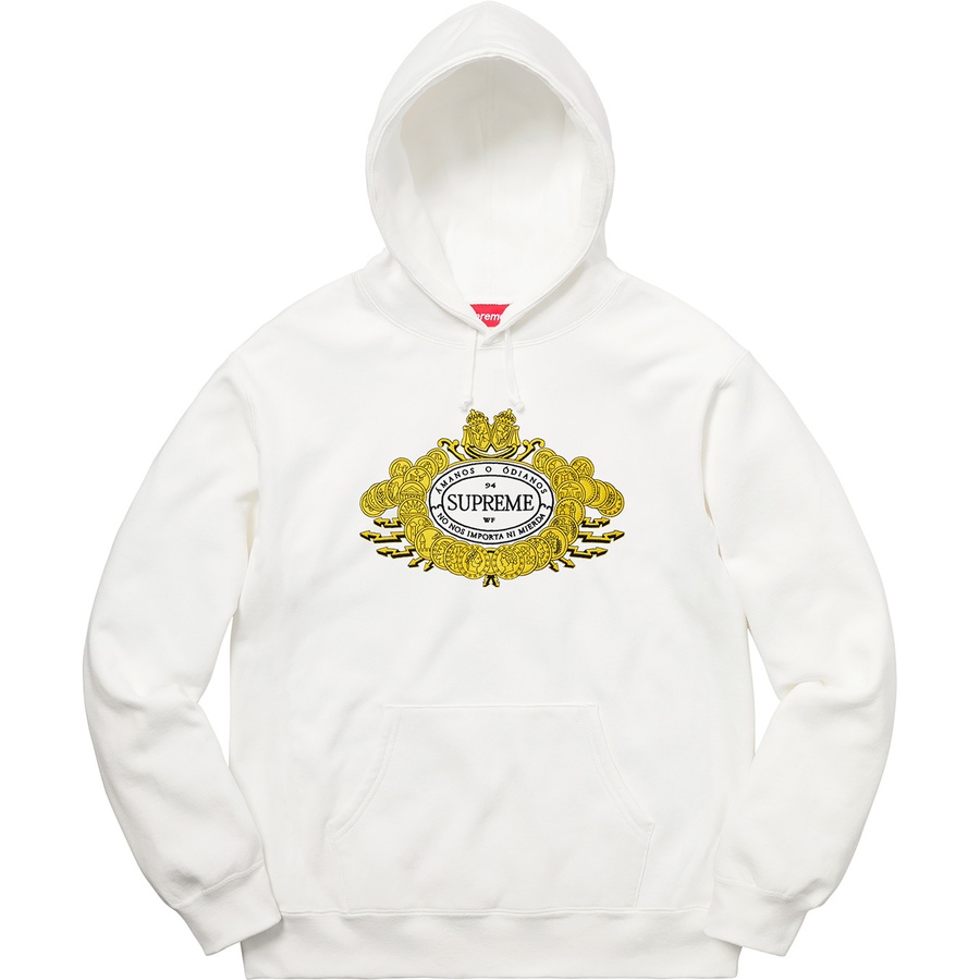 Details on Love or Hate Hooded Sweatshirt White from fall winter 2018 (Price is $168)