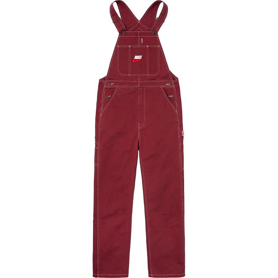 Details on Supreme Nike Cotton Twill Overalls Burgundy from fall winter
                                                    2018 (Price is $198)