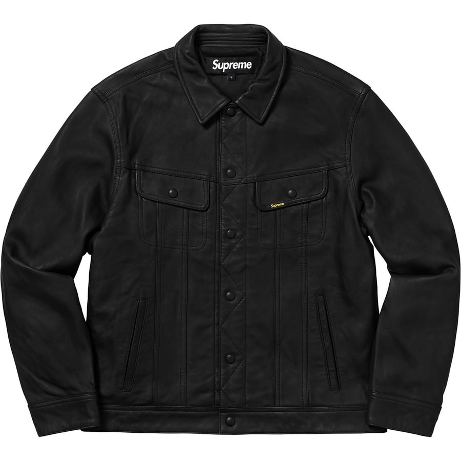 Details on Leather Trucker Jacket Black from fall winter 2018 (Price is $498)