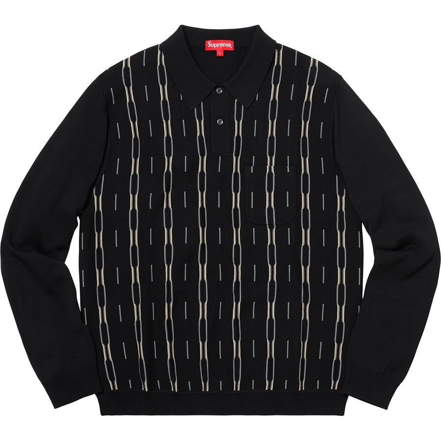 Details on Vertical Stripe Knit L S Polo Black from fall winter
                                                    2018 (Price is $148)