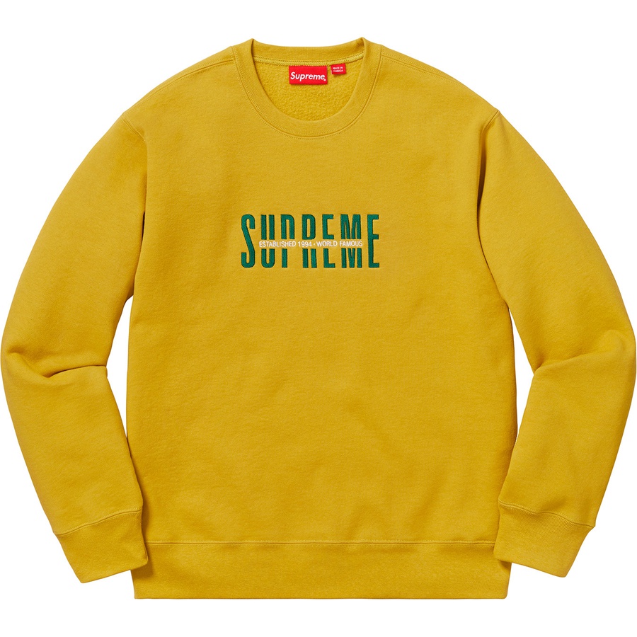 Details on World Famous Crewneck Mustard from fall winter 2018 (Price is $148)