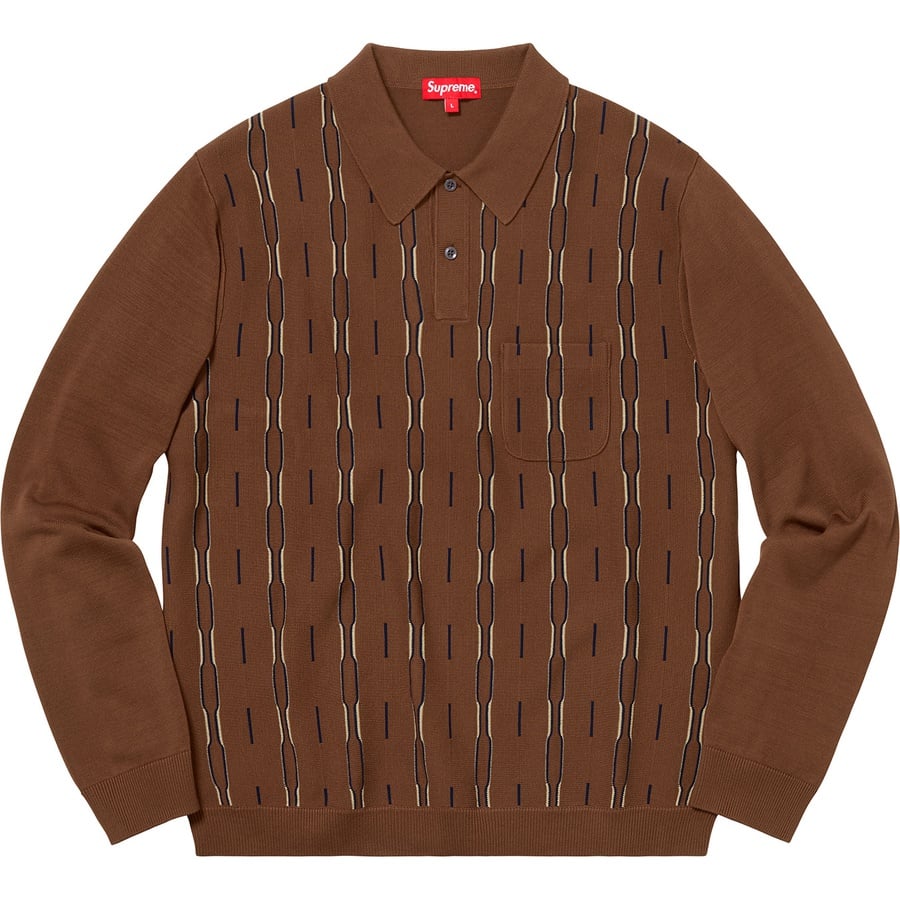 Details on Vertical Stripe Knit L S Polo Brown from fall winter
                                                    2018 (Price is $148)