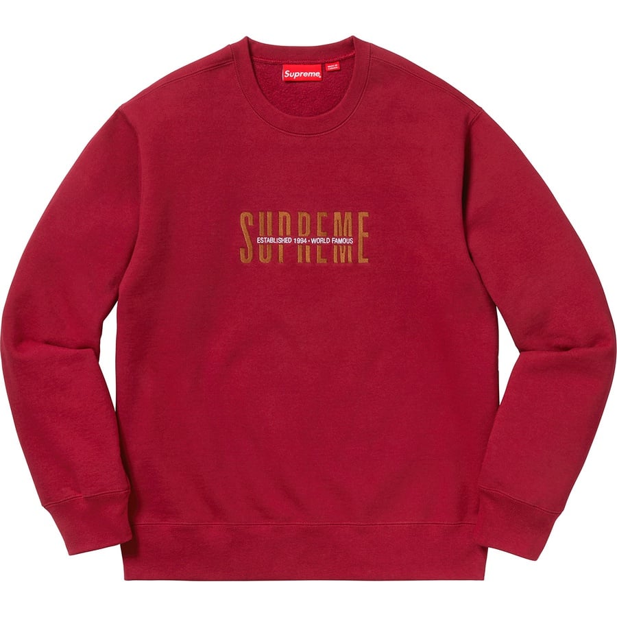 Details on World Famous Crewneck Cardinal from fall winter
                                                    2018 (Price is $148)