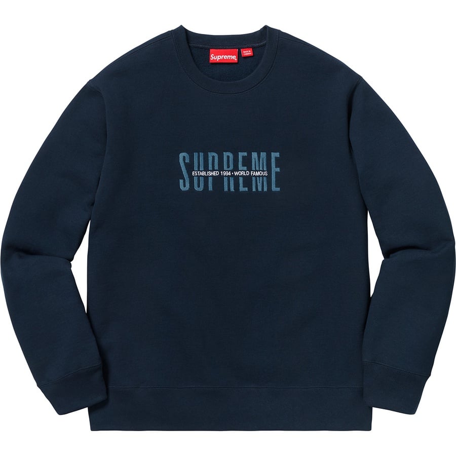 Details on World Famous Crewneck Navy from fall winter
                                                    2018 (Price is $148)