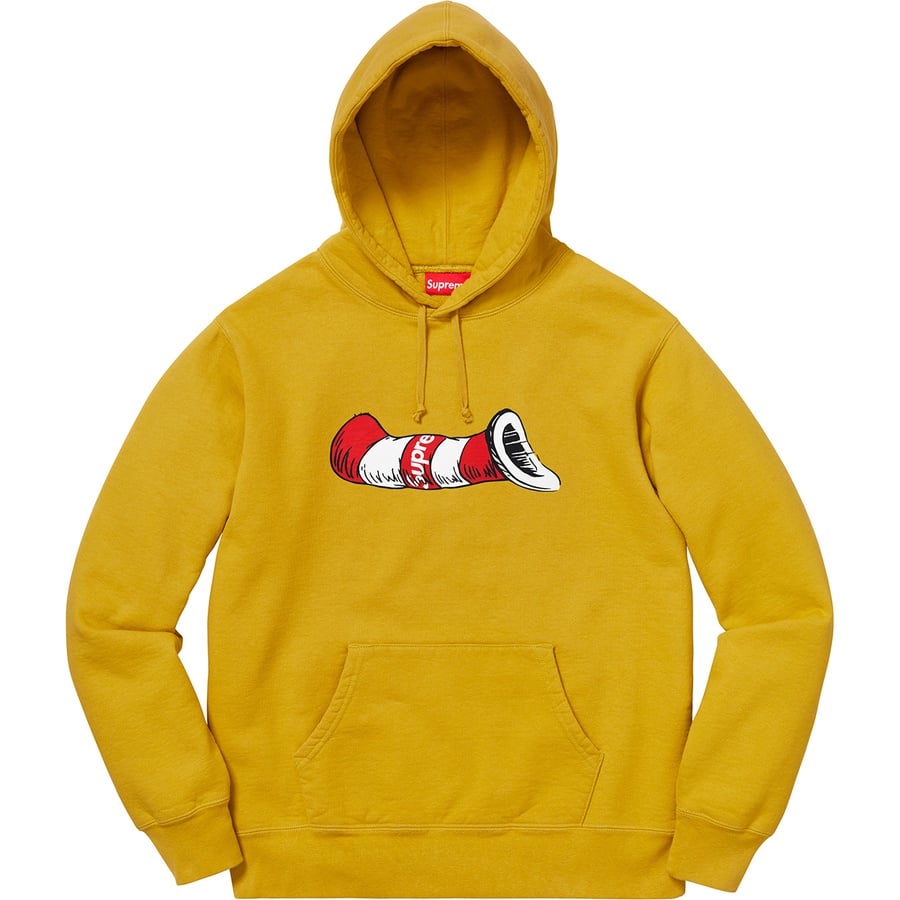 Details on Cat in the Hat Hooded Sweatshirt Mustard from fall winter 2018 (Price is $168)