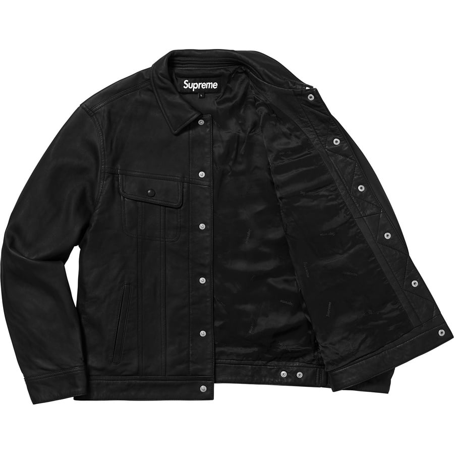 Details on Leather Trucker Jacket Black from fall winter 2018 (Price is $498)