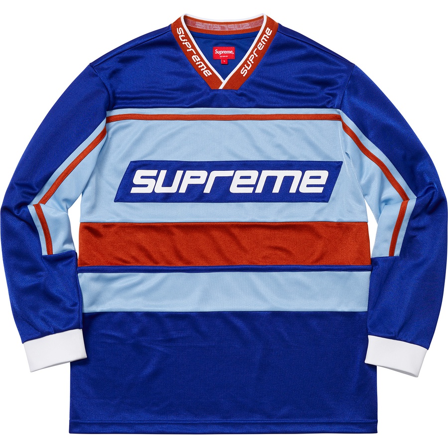 Details on Warm Up Hockey Jersey Blue from fall winter
                                                    2018 (Price is $128)