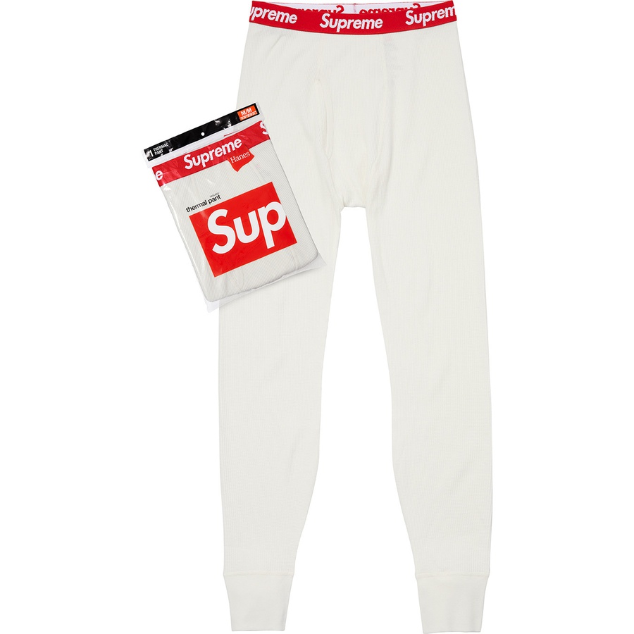 Details on Supreme Hanes Thermal Pant (1 Pack) Natural from fall winter 2018 (Price is $24)